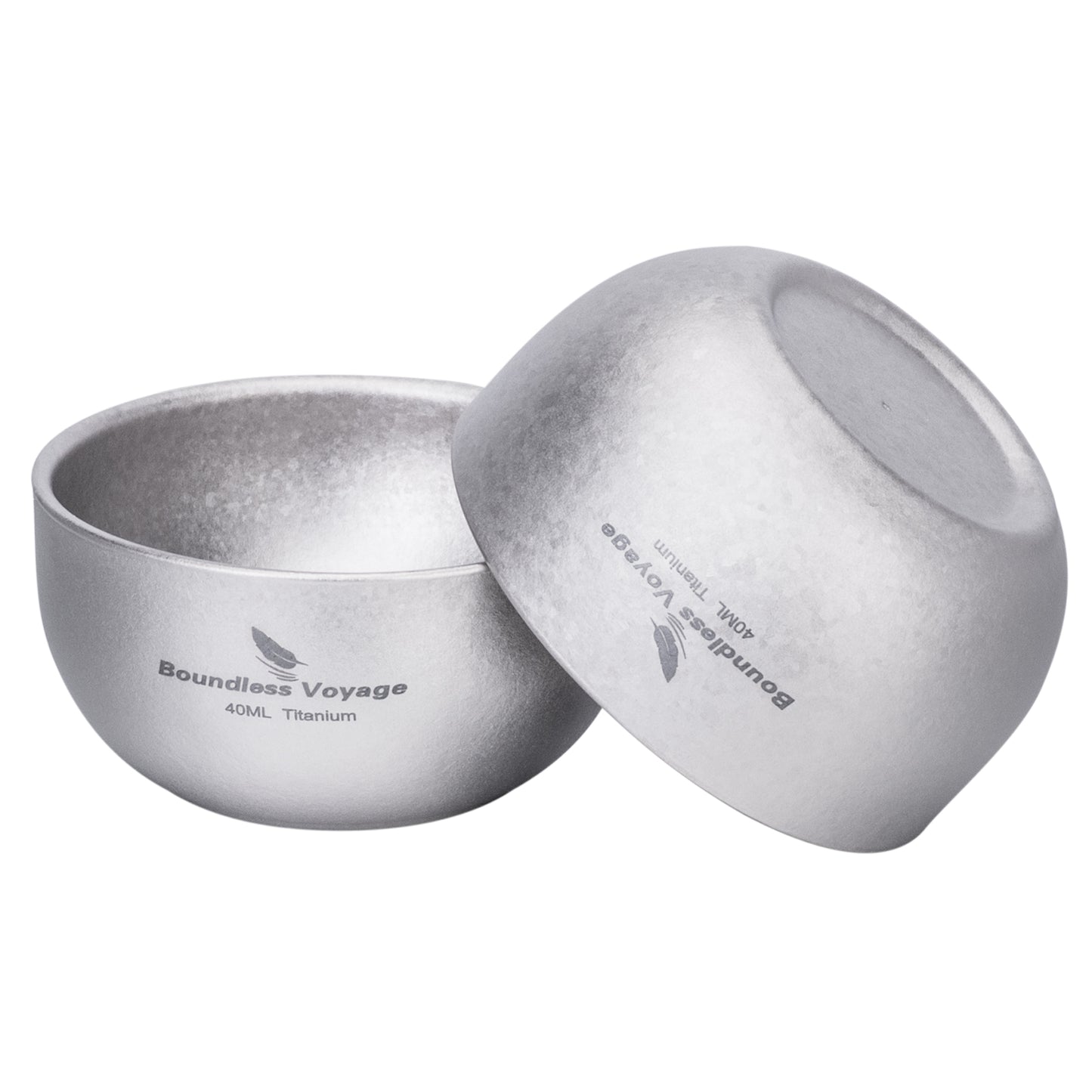Boundless Voyage 40ml High-Temp Crystalline Finish Double-Wall Titanium Sake Cup & Kung Fu Tea Cup, Portable Mini Mug for Camping, Picnic & Daily Home Use Ti3204D