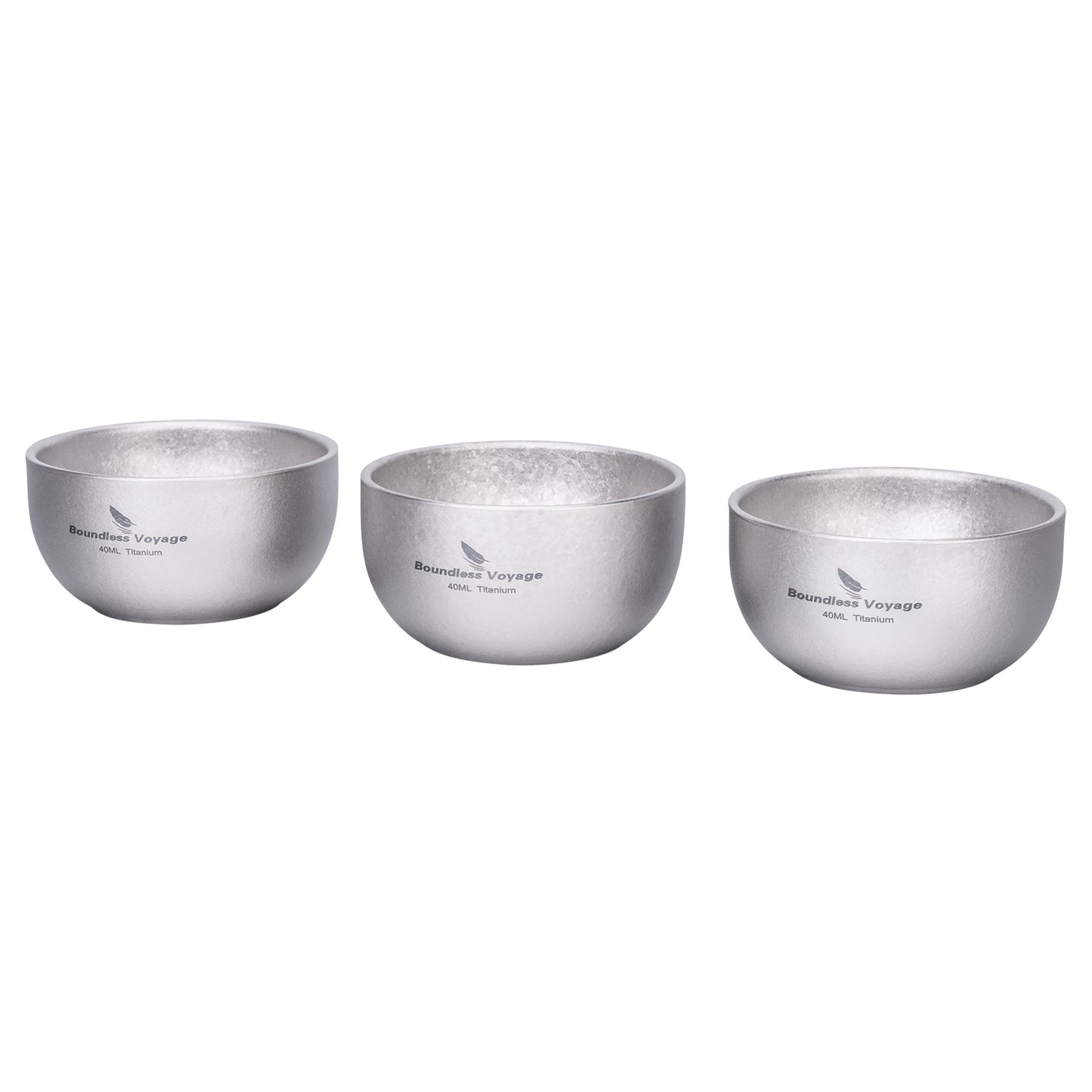 Boundless Voyage 40ml High-Temp Crystalline Finish Double-Wall Titanium Sake Cup & Kung Fu Tea Cup, Portable Mini Mug for Camping, Picnic & Daily Home Use Ti3204D