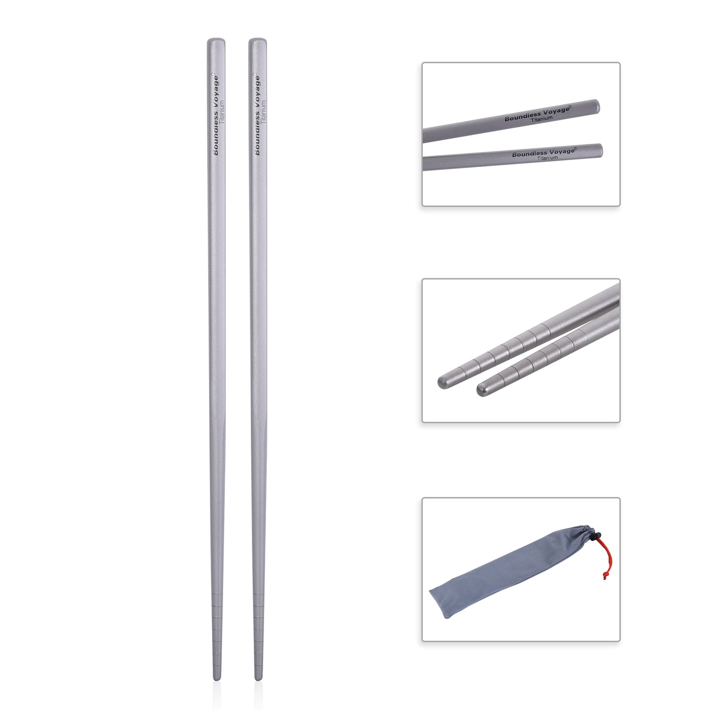 Boundless Voyage 23cm Pure Titanium Square Chopsticks | Ultralight Reusable Cutlery for Home Camping Travel Outdoor Dining Ti1001T