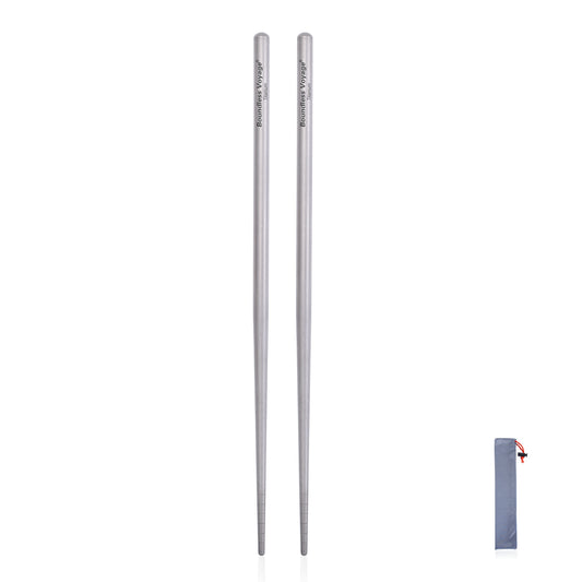 Boundless Voyage 23cm Pure Titanium Round Chopsticks | Ultralight Reusable Cutlery for Home Camping Travel Outdoor Dining Ti1002T